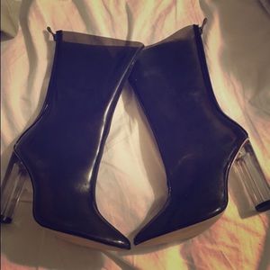 Black Transparent Ankle Boots